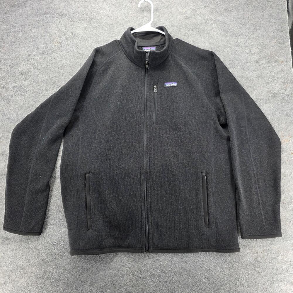 Patagonia Jacket Mens XL Black Windbreaker Full Zip Lined Pockets Collared Logo